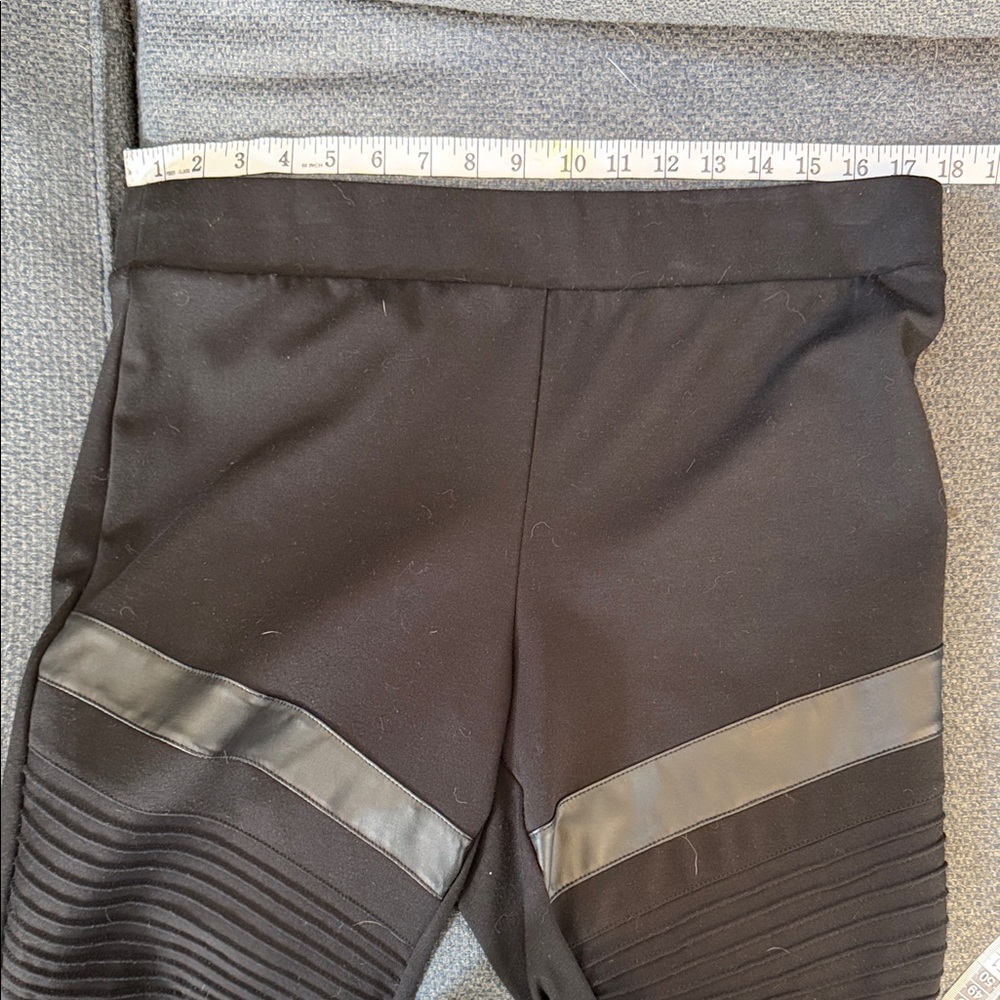 INC: Black Leggings with Leather look Accents size XL - Picture 2 of 7